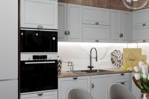 Дизайн кухни-гостиной в квартире 60 м2, г.Москва