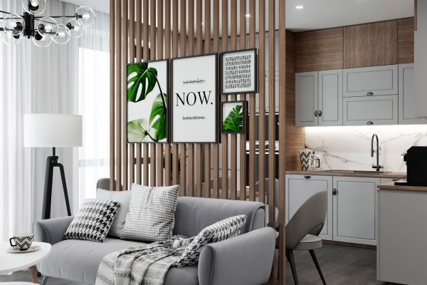 Дизайн кухни-гостиной в квартире 60 м2, г.Москва