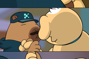 заказной арт щенок и капибарик в поддержку свободного ИИ