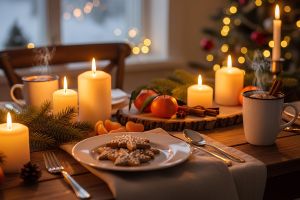 Новогодний стол в деревенском стиле