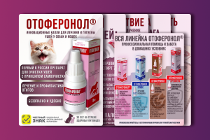 Инфографика для капель «Отоферонол®» — серия визуальных слайдов для бренда «ТопВет»