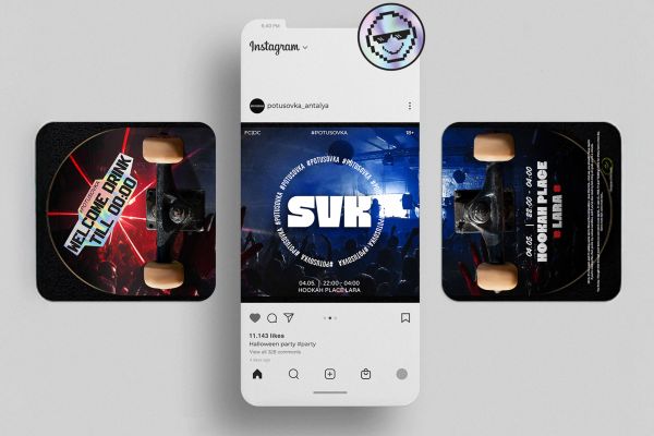 Визуалы для соцсетей ивент-агентства POTUSOVKA (3 мероприятия)