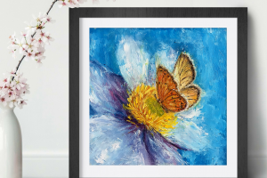 Бабочка, живопись маслом