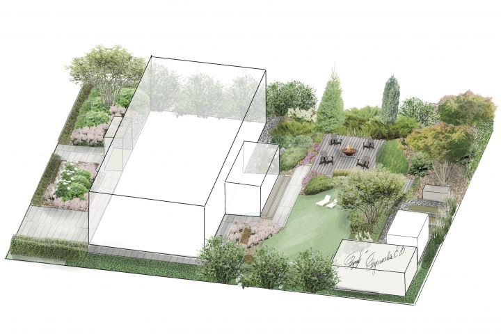 Скетч для визуализации  проекта ландшафтного дизайна - 5601916