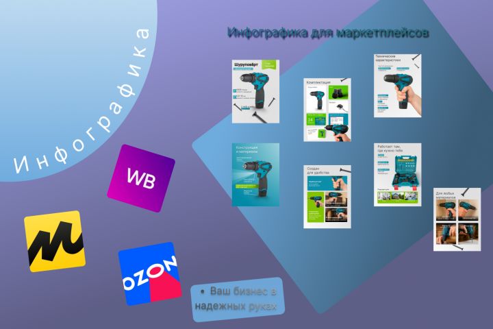 Инфографика для маркетплейсов, обложки для сообществ, визуальное наполнение - 5601999