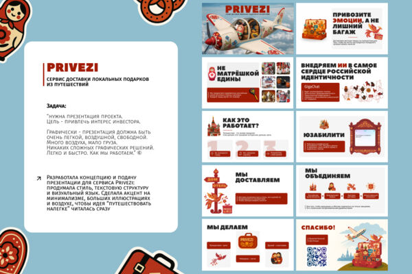 Pitch Deck для стартапа Privezi –Сервис доставки локальных подарков  из путешествий