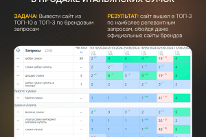 SEO-продвижения интерент магазина итальянских сумок