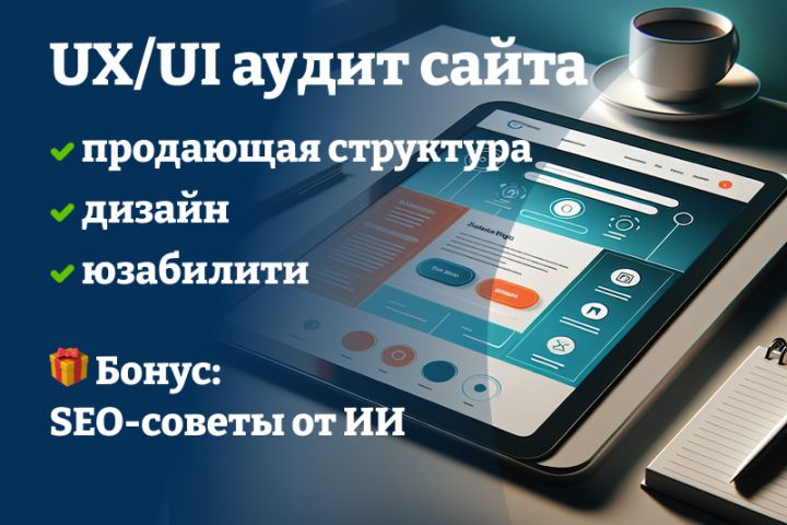Аудит сайта: дизайн, юзабилити, продающая структура.  Бонус: SEO-советы от ИИ