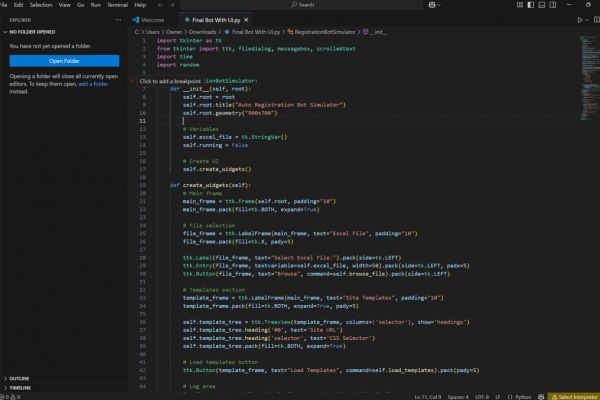 Browser automation script, bot development