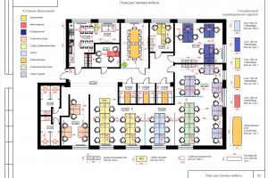 План расстановки мебели для офиса компании.