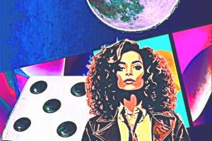 постер ЖЕНЩИНА ЛУНА И ДОМИНО