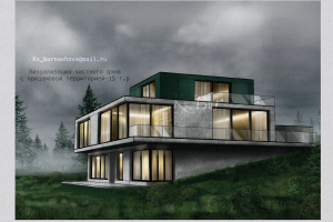 Визуализация частного дома с придомовой территорией