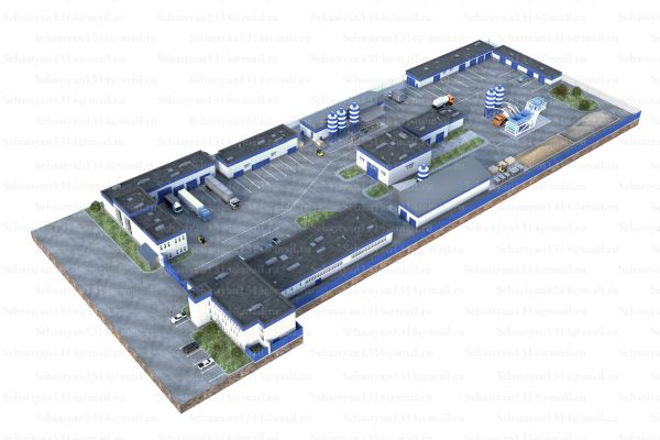 Площадка складского комплекса в 3d