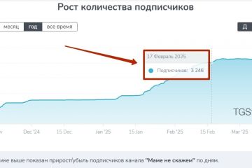 1745 подписчиков по 15₽ в Телеграм канал блогера по теме материнства