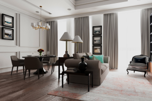 3d-визуализация интерьера гостиной