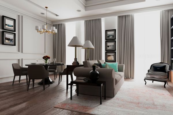 3d-визуализация интерьера гостиной