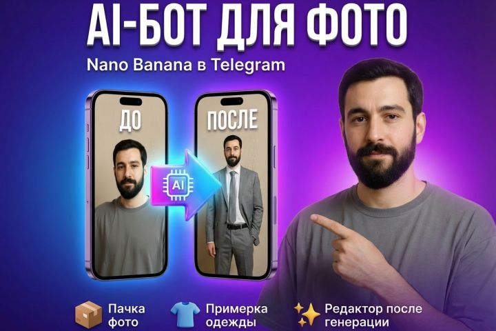 Бот телеграм для коммерции с nano banana редактирование фото, примерка одежды