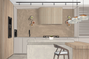 Интерьерный скетч коллаж 3Д