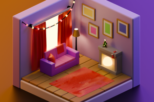 Уютная Минималистичная изометрическая комнатка