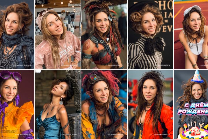 Видео - поздравление со сменой образов, локаций и оживлением фото именинника. - 5621583