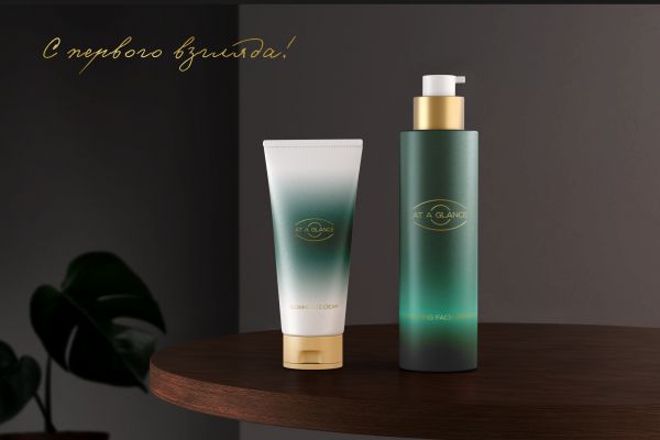 логотип и дизайн упаковки косметики  at a glance