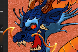 Иллюстрация дракона для росписи джинс