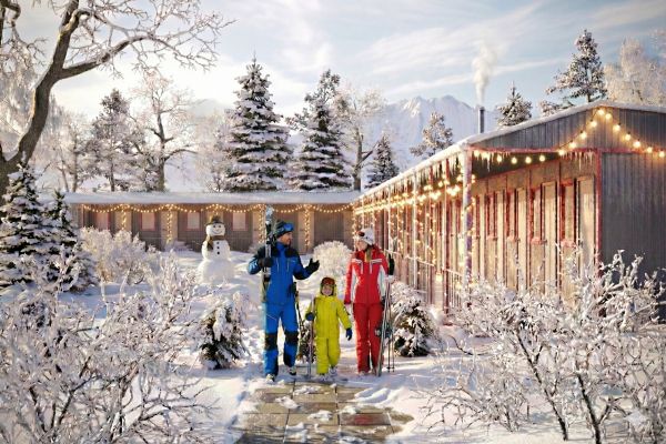 Модульная гостиница, зимний вид