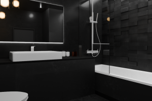 Ванная комната в тёмных тонах