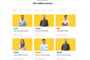 Пилотная страница приложения с каталогом обучающих курсов