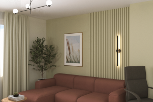 Дизайн интерьера гостиной с рабочим кабинетом