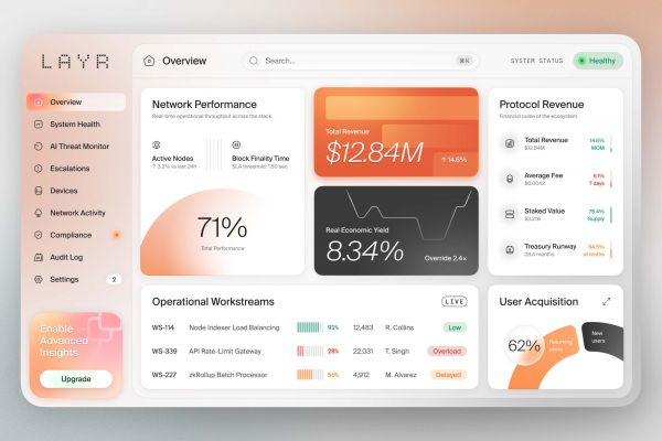 Дашборд операций и экономики протоколов второго уровня