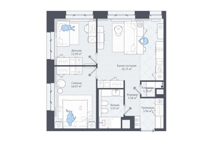 Планировочное решение [2К квартира]