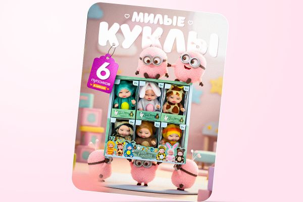 Дизайн главного слайда карточки товара для набора детских кукол