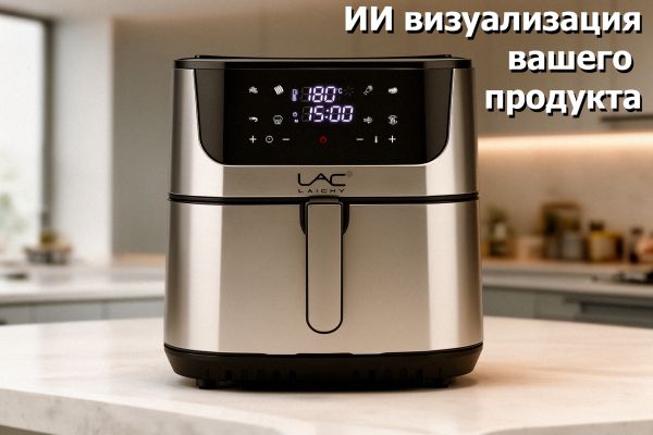 ИИ Визуализация продукции по фото. (Без текста и с текстом)