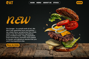 Дизайн и разработка сайта для бургерной «EAT» с акцентом на аппетитный визуал и онлайн-заказы