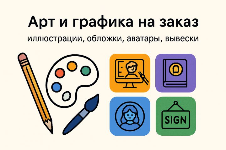 Арт и графика на заказ: иллюстрации, обложки, аватары, вывески, логотипы