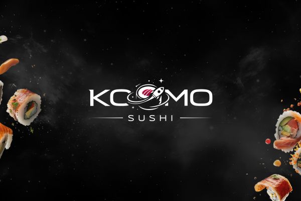 Логотип для службы доставки «KOSMO SUSHI»