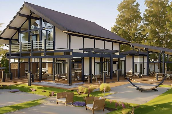 Проект частного дома в стили Фахверк.