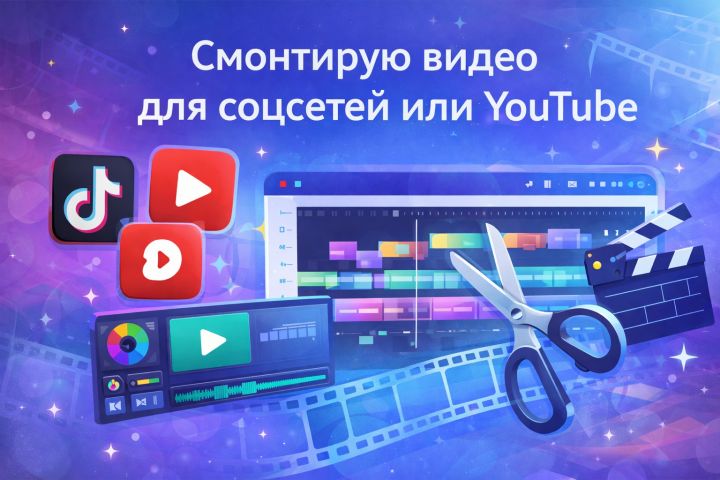 Смонтирую видео для Соц. Сетей(вертикальное и горизонтальное)