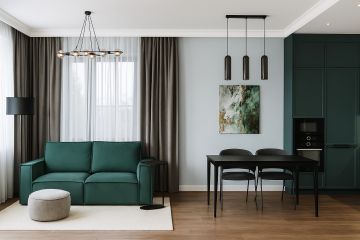 Проект кухни-гостиной в стиле контемпрорари для молодого человека