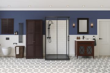 Проект гостевого санузла в деревенском стиле для загородного дома