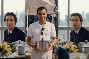 AI-рекламный ролик для бренда кастрюль AQRA с интеграцией в сцену фильма «Волк с Уолл-стрит»