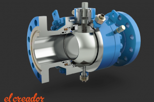 Предметная визуализация CAD-модели крана шарового в разрезе