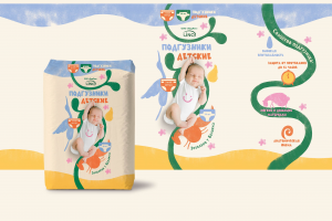 Дизайн упаковки подгузников с иллюстрациями белорусской флоры и фауны