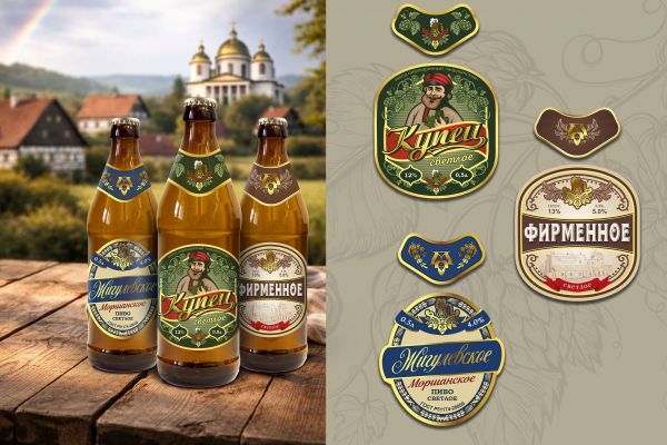 Этикетки для продукции Моршанского Пивоваренного завода