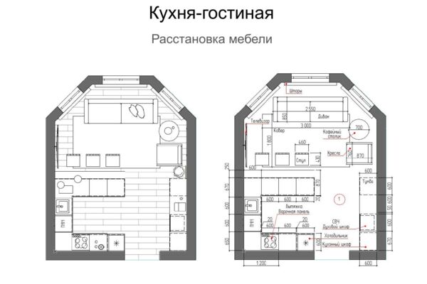 Декор-проект кухня-гостиная