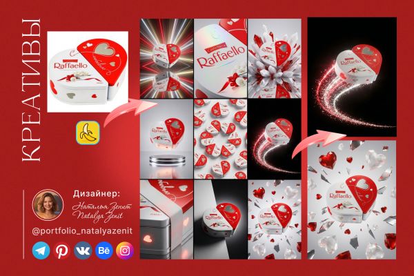 Креативный коллаж для Raffaello: Визуальный рассказ о любви и роскоши