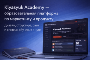 Klyasyuk Academy — образовательная платформа по маркетингу и продукту. Дизайн, структура, сайт и система обучения с нуля