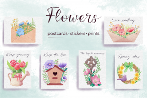 Цветы - открытки, стикеры, принты