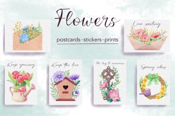 Цветы - открытки, стикеры, принты
